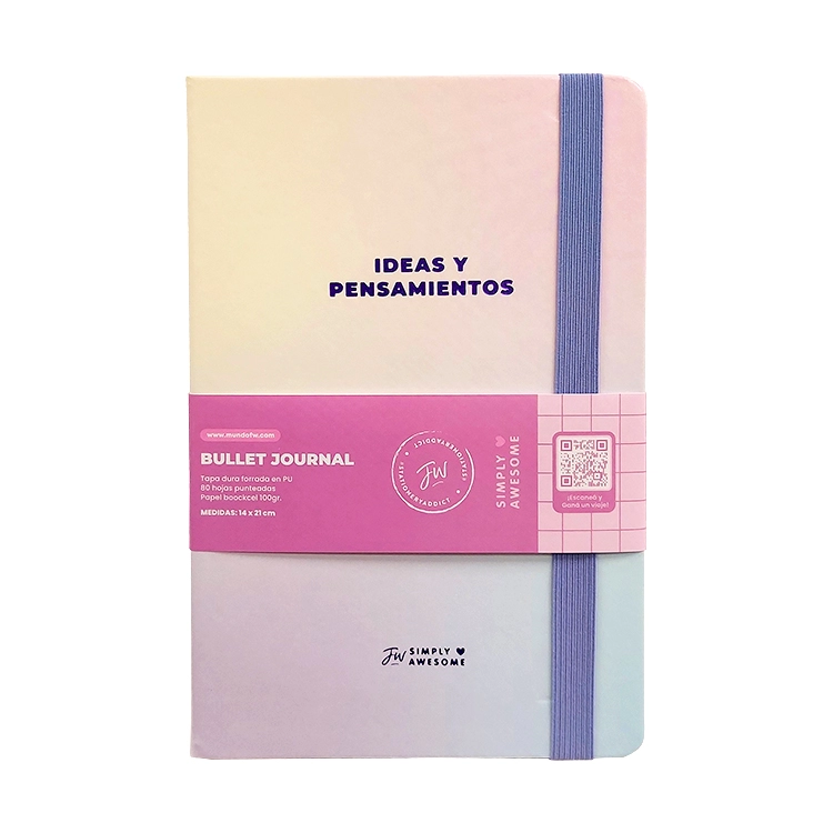 Cuaderno Tapa Dura FW  Pastel Ideas con Elastico Bullet Journal Art.201425